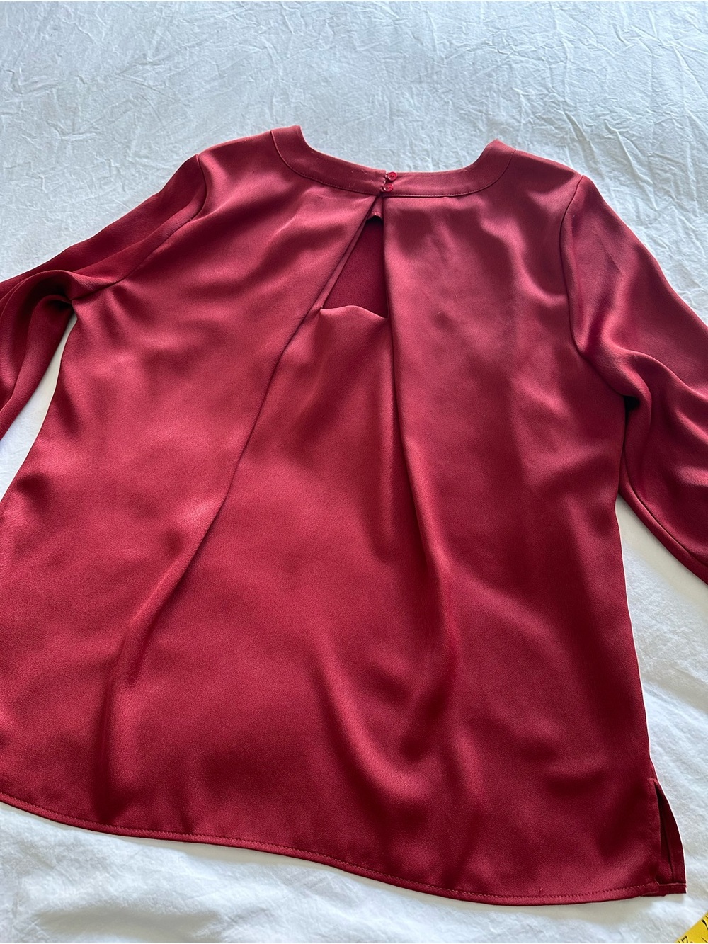 Chico's Wine-Red Satin Long-Sleeve Blouse, size medium (1) - Picture 12 of 14